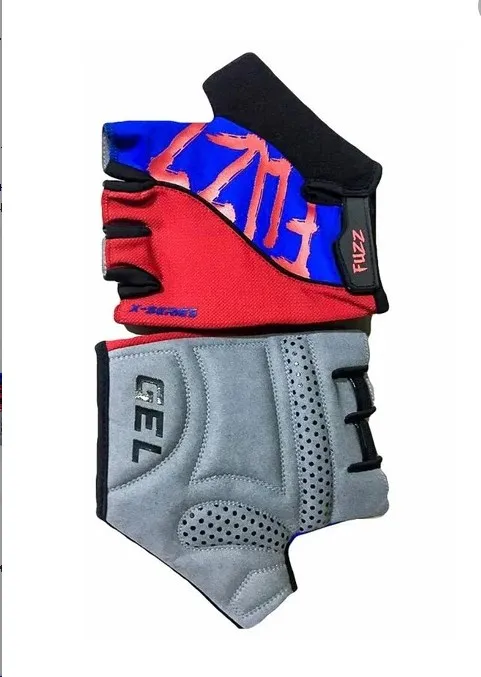 Перчатки лайкра X-SERIES красно-синие, р-р M, с петельками, GEL, на липучке FUZZ