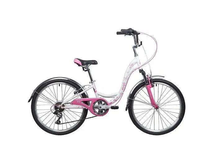 Велосипед NOVATRACK 24", BUTTERFLY белый-розовый